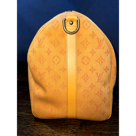 Louis Vuitton Keepall Bandouliere 50 Ocre Orange Denim Duffle Weekend Travel Bag - Picture 7 of 11